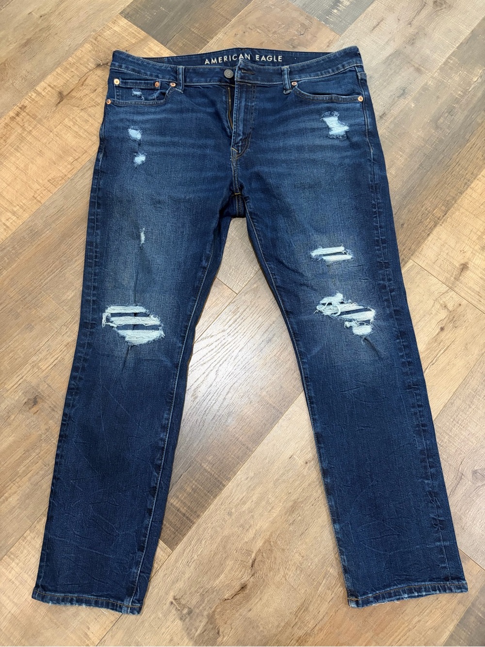 Men’s 36x30 American Eagle AirFlex+ Slim Distressed Jeans – Dark Wash